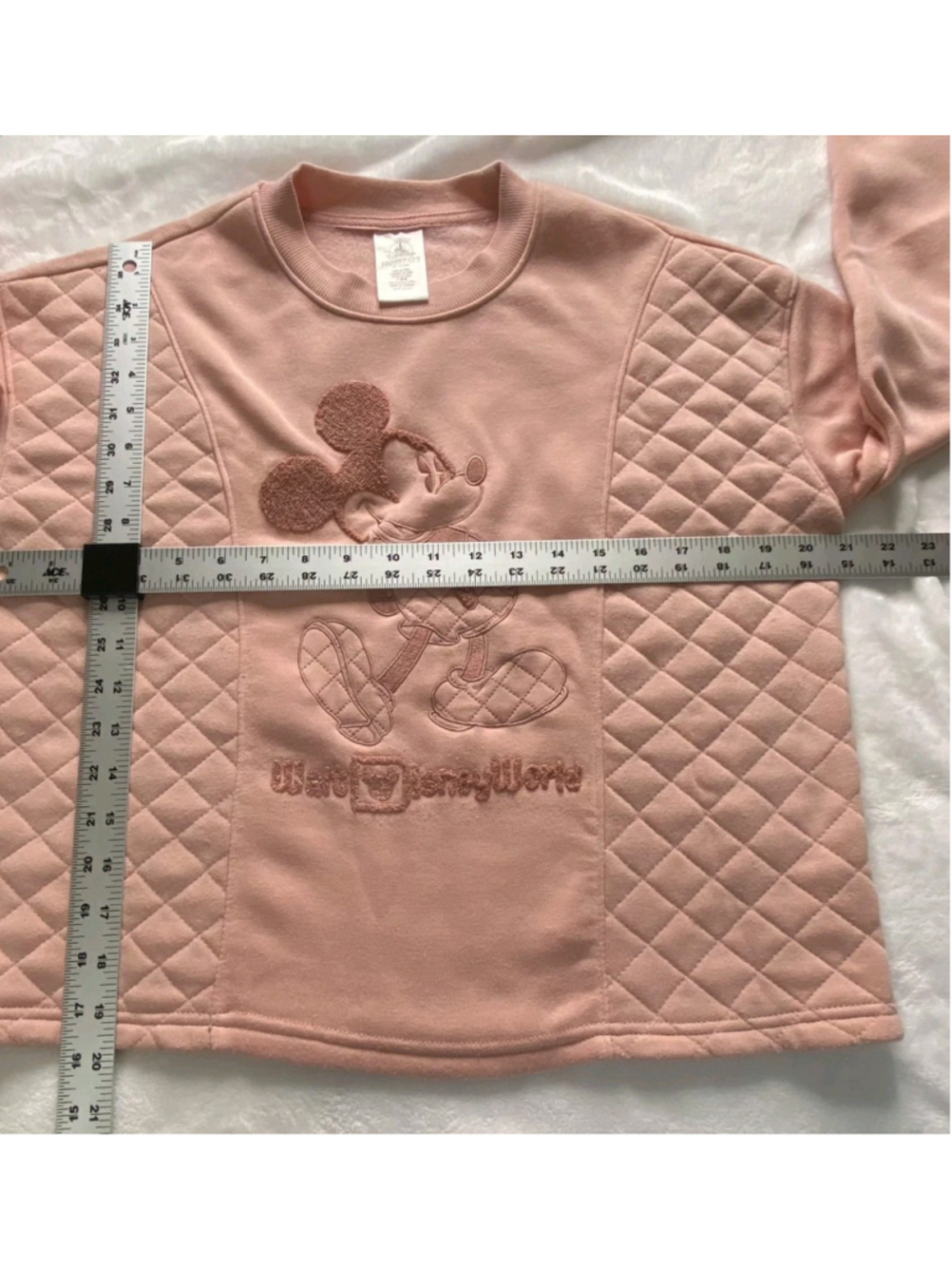 Disney Parks Mickey Mouse Sweatshirt Womens XS Pink Quilted Embroidered Pullover - Picture 6 of 6